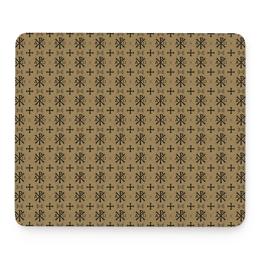 Beige And Black Orthodox Pattern Print Mouse Pad