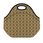 Beige And Black Orthodox Pattern Print Neoprene Lunch Bag