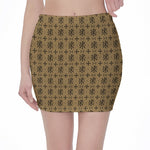 Beige And Black Orthodox Pattern Print Pencil Mini Skirt
