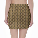 Beige And Black Orthodox Pattern Print Pencil Mini Skirt