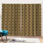 Beige And Black Orthodox Pattern Print Pencil Pleat Curtains