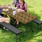 Beige And Black Orthodox Pattern Print Picnic Table Cover