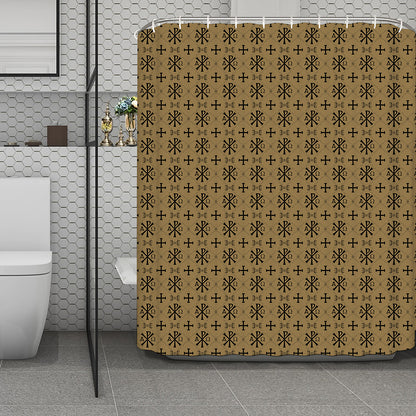 Beige And Black Orthodox Pattern Print Polyester Shower Curtain