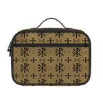 Beige And Black Orthodox Pattern Print Portable Lunch Bag