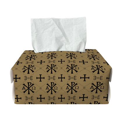 Beige And Black Orthodox Pattern Print Rectangle Tissue Box Cover
