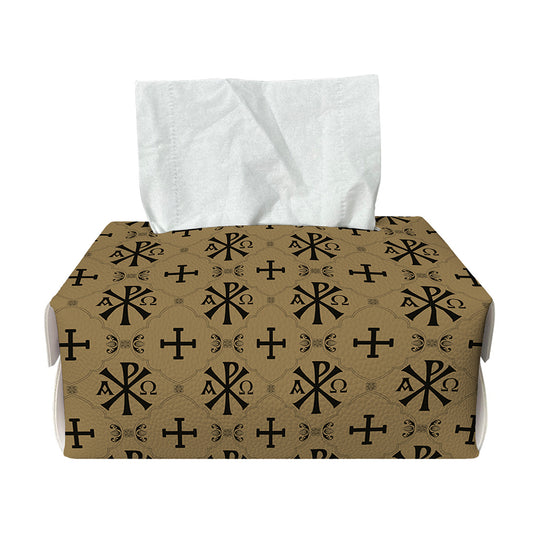Beige And Black Orthodox Pattern Print Rectangle Tissue Box Cover