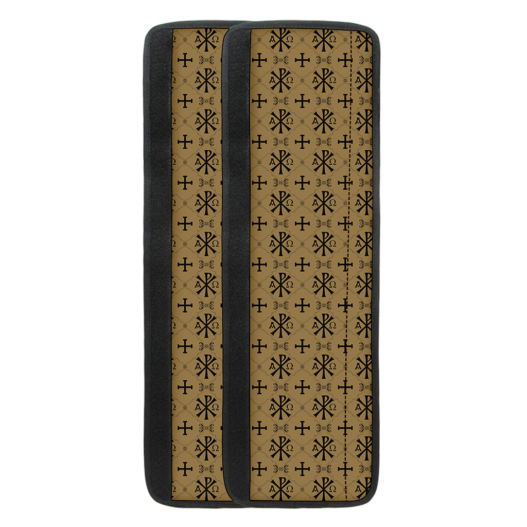 Beige And Black Orthodox Pattern Print Refrigerator Handle Covers