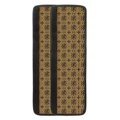 Beige And Black Orthodox Pattern Print Refrigerator Handle Covers