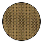 Beige And Black Orthodox Pattern Print Round Floor Mat