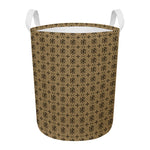Beige And Black Orthodox Pattern Print Round Laundry Basket