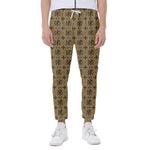 Beige And Black Orthodox Pattern Print Scuba Joggers