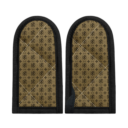 Beige And Black Orthodox Pattern Print Skillet Handle Cover