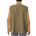 Beige And Black Orthodox Pattern Print Sleeveless Baseball Jersey
