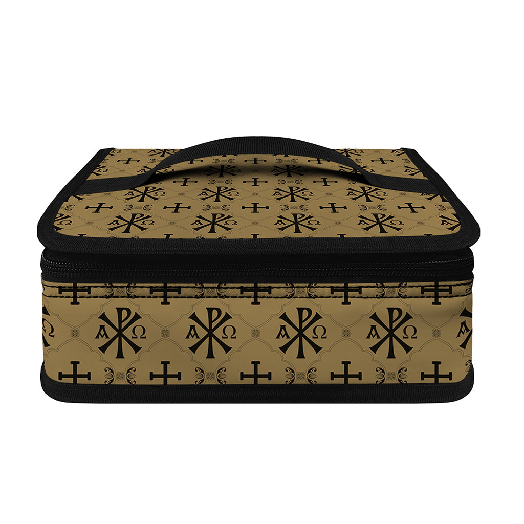 Beige And Black Orthodox Pattern Print Small Lunch Bag