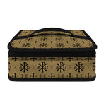 Beige And Black Orthodox Pattern Print Small Lunch Bag