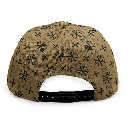 Beige And Black Orthodox Pattern Print Snapback Cap