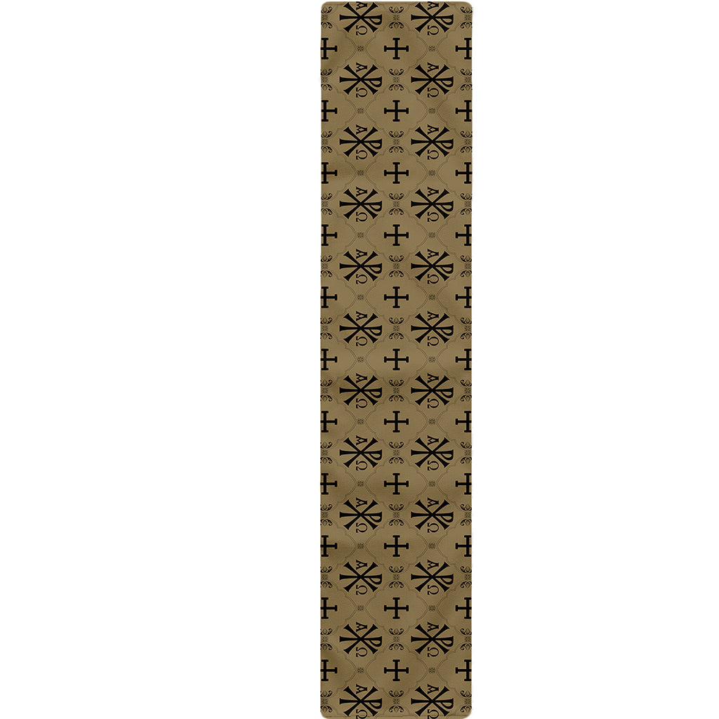 Beige And Black Orthodox Pattern Print Table Runner