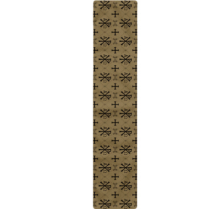 Beige And Black Orthodox Pattern Print Table Runner