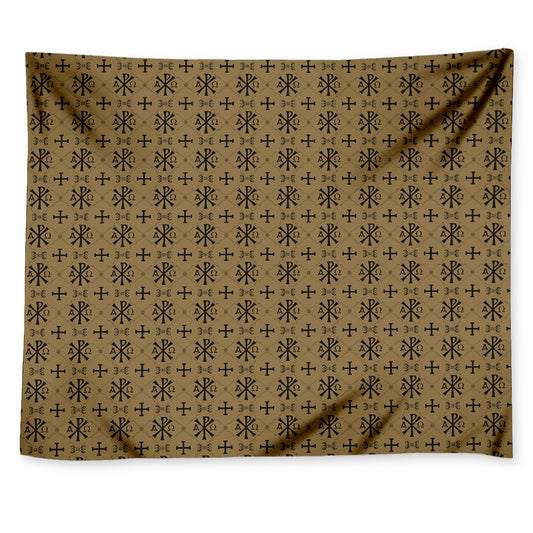 Beige And Black Orthodox Pattern Print Tapestry