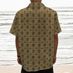 Beige And Black Orthodox Pattern Print Textured Short Sleeve Shirt