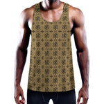 Beige And Black Orthodox Pattern Print Training Tank Top