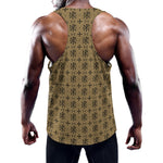 Beige And Black Orthodox Pattern Print Training Tank Top