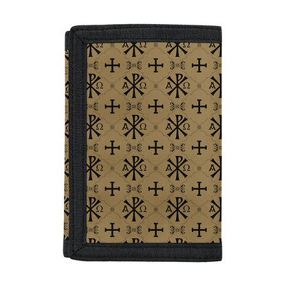 Beige And Black Orthodox Pattern Print Trifold Wallet