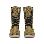 Beige And Black Orthodox Pattern Print Winter Boots