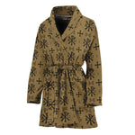 Beige And Black Orthodox Pattern Print Women's Bathrobe