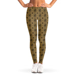 Beige And Black Orthodox Pattern Print Women's Leggings