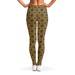 Beige And Black Orthodox Pattern Print Women's Leggings