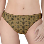 Beige And Black Orthodox Pattern Print Women's Thong