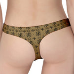 Beige And Black Orthodox Pattern Print Women's Thong
