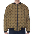 Beige And Black Orthodox Pattern Print Zip Sleeve Bomber Jacket