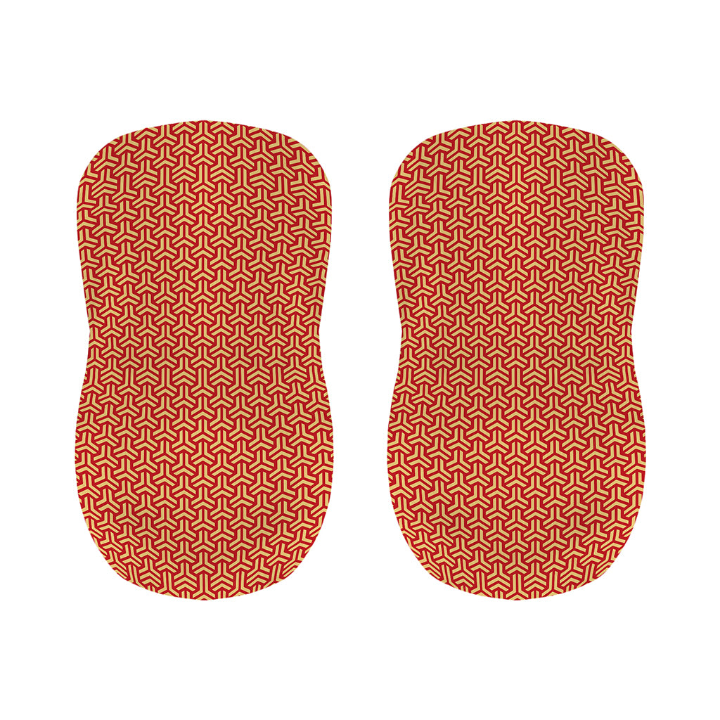 Beige And Red Japanese Pattern Print Bar Stool Covers
