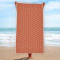 Beige And Red Japanese Pattern Print Beach Towel