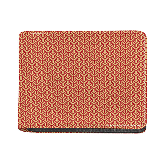 Beige And Red Japanese Pattern Print Bifold Wallet