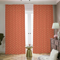 Beige And Red Japanese Pattern Print Dimout Pencil Pleat Curtains