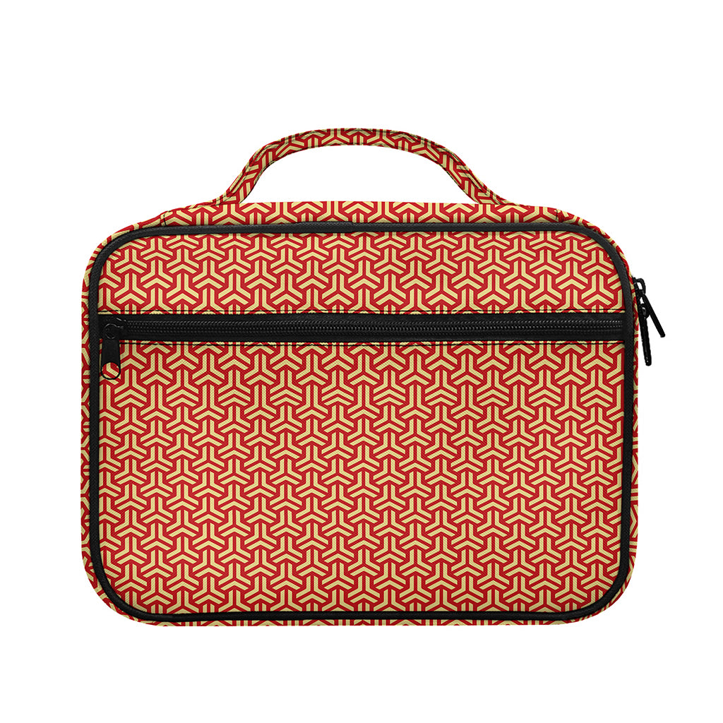 Beige And Red Japanese Pattern Print Briefcase Bible Bag