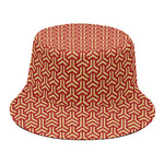 Beige And Red Japanese Pattern Print Bucket Hat