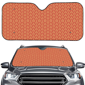 Beige And Red Japanese Pattern Print Car Windshield Sun Shade