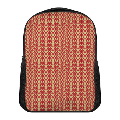 Beige And Red Japanese Pattern Print Casual Backpack