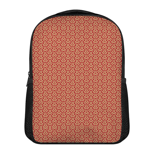 Beige And Red Japanese Pattern Print Casual Backpack