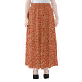 Beige And Red Japanese Pattern Print Chiffon Maxi Skirt