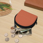 Beige And Red Japanese Pattern Print Coin Purse
