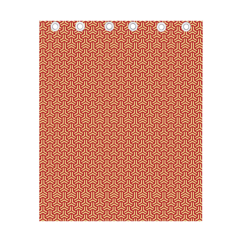 Beige And Red Japanese Pattern Print Curtain