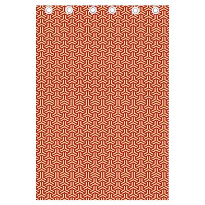 Beige And Red Japanese Pattern Print Curtain