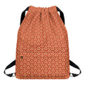 Beige And Red Japanese Pattern Print Drawstring Backpack
