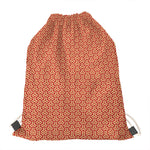 Beige And Red Japanese Pattern Print Drawstring Bag