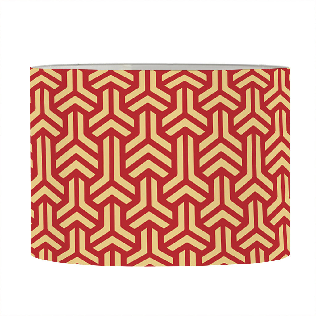 Beige And Red Japanese Pattern Print Drum Lamp Shade